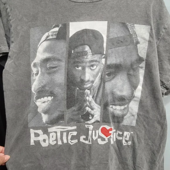 Tupac Shakur Movie Poetic Justice Mens T-shirt Dark Gray Wash Small Medium - Picture 4 of 6
